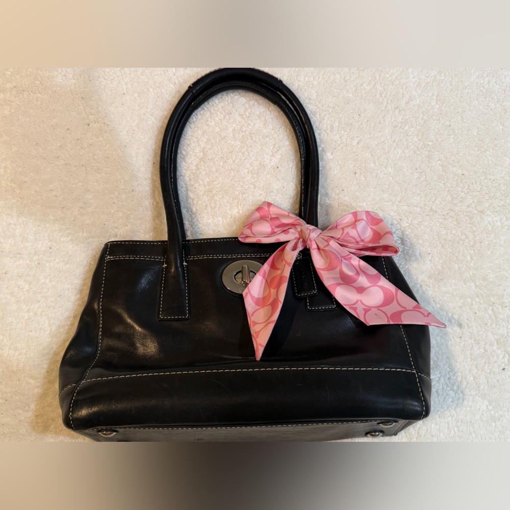Coach Black Satchel with Pink Bow Accent
